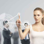 woman pushing interface